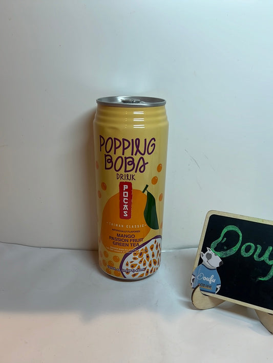 Pocas Popping Boba Mango Passion Fruit Green Tea 百香果爆爆珠绿茶 490ml